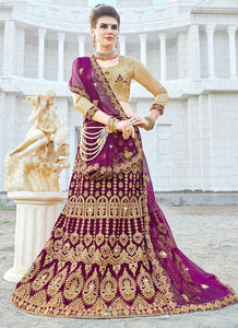 Fabric Velvet Purple Lehenga Choli