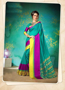 Heavenly Green Color Cotton Silk Saree