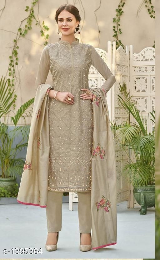 Mahira Attractive Embroidered Silk Suits & Dress Materials