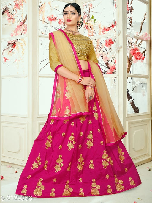 Hiba Voguish Taffeta Silk Embroidered Women's Lehengas